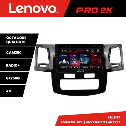 Navigáció Toyota Hilux 2008-2014 Lenovo Kit-143 8 magos QLED 2K 8+256 360 Android Waze USB Internet Navigáció Youtube Rádió