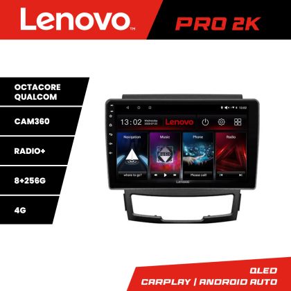 Navigáció Ssangyong Korando 2011-2013 Lenovo Kit-159 8 magos QLED 2K 8+256 360 Android Waze USB Internet Navigáció Youtube Rádió