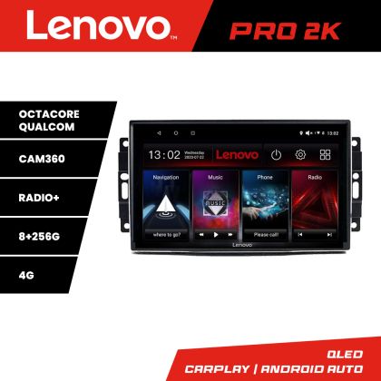 Navigáció Chrysler Jeep Lenovo Kit-202 8 magos QLED 2K 8+256 360 Android Waze USB Internet Navigáció Youtube Rádió v2