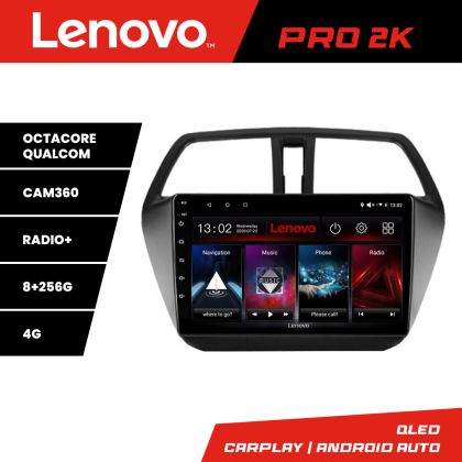 Navigáció Suzuki S-Cross Lenovo Kit-337 8 magos QLED 2K 8+256 360 Android Waze USB Internet Navigáció Youtube Rádió
