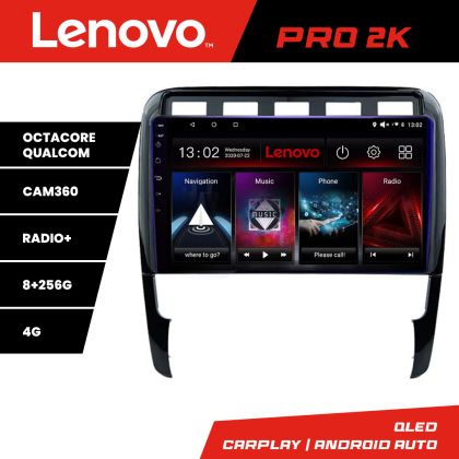 Navigáció Porsche Cayenne 2002-2011 Lenovo Kit-443 8 magos QLED 2K 8+256 360 Android Waze USB Internet Navigáció Youtube Rádió