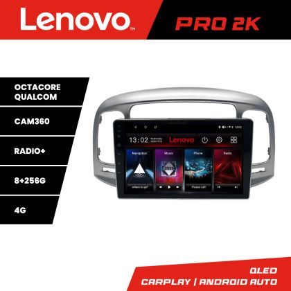 Navigáció Hyundai Accent 2006-2012 Lenovo Kit-ACCENT 8 magos QLED 2K 8+256 360 Android Waze USB Internet Navigáció Youtube Rádió