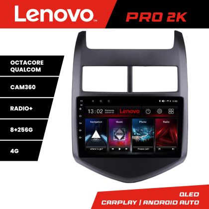 Navigáció Chevrolet Aveo 2010-2013 Lenovo Kit-AVEO10 8 magos QLED 2K 8+256 360 Android Waze USB Internet Navigáció Youtube Rádió