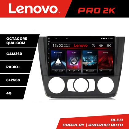 Navigáció BMW 1-es széria E87 2007-2011 manuális klíma Lenovo Kit-bmw117-manuális 8 magos QLED 2K 8+256 360 Android Waze USB Internet Navigáció Youtub