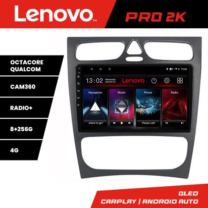 Navigáció Mercedes C W203 2000-2004 Lenovo Kit-clk 8 magos QLED 2K 8+256 360 Android Waze USB Internet Navigáció Youtube Rádió