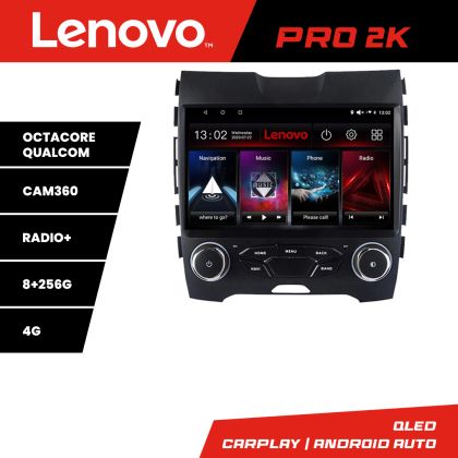 Navigáció Ford Edge 2015-2021 középkategóriás Lenovo Kit-edge-mid 8 magos QLED 2K 8+256 360 Android Waze USB Internet Navigáció Youtube Rádió