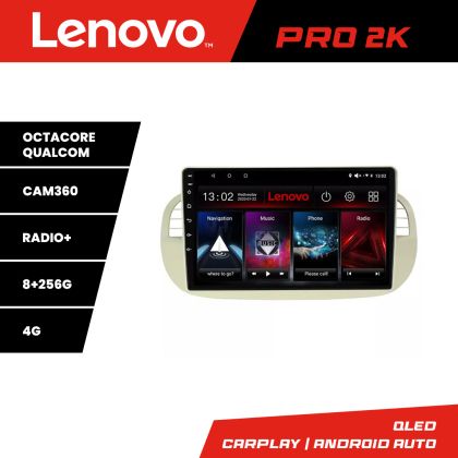 Fiat 500 navigáció 2007-2015 között Android rádió gps internet 8 magos QLED 2K 8+256 360 Lenovo