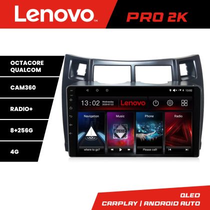 Navigáció Toyota Yaris 2008-2011 Lenovo Kit-YARIS08 8 magos QLED 2K 8+256 360 Android Waze USB Internet Navigáció Youtube Rádió Lenovo