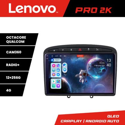 Navigáció Peugeot 308 Lenovo Kit-038 8 magos QLED 2K 12+256 360 Android Waze USB Internet Navigáció Youtube Rádió