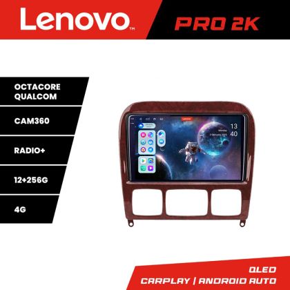 Navigáció Mercedes S-osztály 1998-2005 Lenovo Kit-220 8 magos QLED 2K 12+256 360 Android Waze USB Internet Navigáció Youtube Rádió