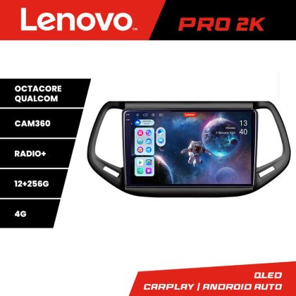Navigáció Jeep Compass 2017 Lenovo Kit-739 8 magos QLED 2K 12+256 360 Android Waze USB internet navigáció Youtube rádió