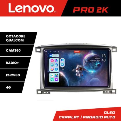 Toyota Land Cruiser L100 2002-2008 navigáció Lenovo Kit-L100 8 magos QLED 2K 12+256 360 Android Waze USB internet navigáció Youtube rádió v1