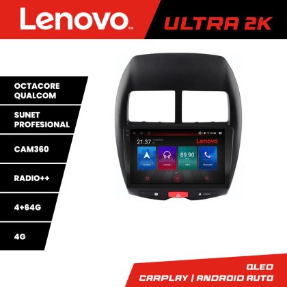 Navigáció Mistubishi ASX Lenovo Kit-026 8 magos QLED Qualcomm 4+64 360 Android Waze USB Internet Navigáció Youtube Rádió