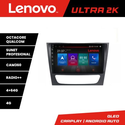 Navigáció Mercedes W211 W219 Lenovo Kit-090 8 magos QLED Qualcomm 4+64 360 Android Waze USB Internet Navigáció Youtube Rádió