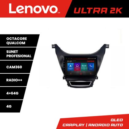 Navigáció Hyundai Elantra 2011-2013 Lenovo Kit-092 8 magos QLED Qualcomm 4+64 360 Android Waze USB Internet Navigáció Youtube Rádió