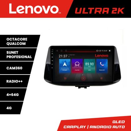 Navigáció Hyundai I30 2017- Lenovo Kit-1041 8 magos QLED Qualcomm 4+64 360 Android Waze USB Internet Navigáció Youtube Rádió