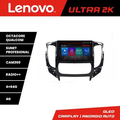 Navigáció Mitsubishi L200 2014-2020 Lenovo Kit-1094 8 magos QLED Qualcomm 4+64 360 Android Waze USB Internet Navigáció Youtube Rádió