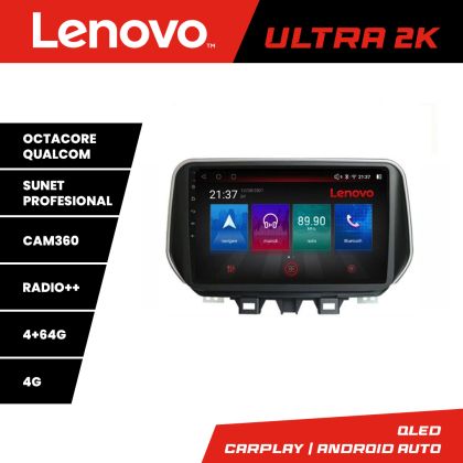 Navigáció Hyundai Tucson 2019 négymagos Lenovo Kit-1135 8 magos QLED Qualcomm 4+64 360 Android Waze USB internet navigáció Youtube rádió