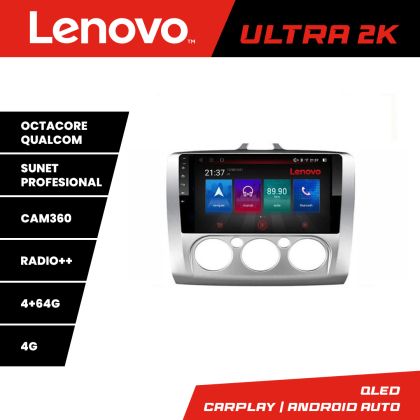 Navigáció Ford Focus 2 kézikönyv Lenovo Kit-140-manual 8 magos QLED Qualcomm 4+64 360 Android Waze USB internet navigáció Youtube rádió