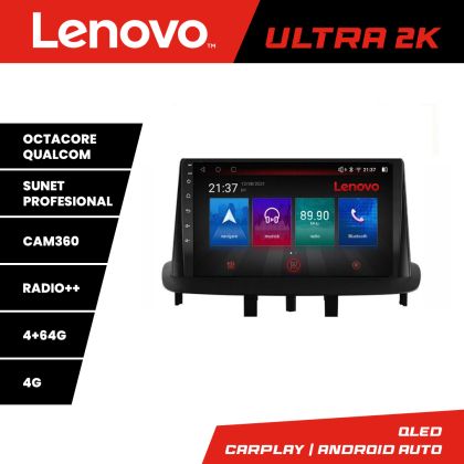 Navigáció Renault Megane 3 Lenovo Kit-145 8 magos QLED Qualcomm 4+64 360 Android Waze USB Internet Navigáció Youtube Rádió