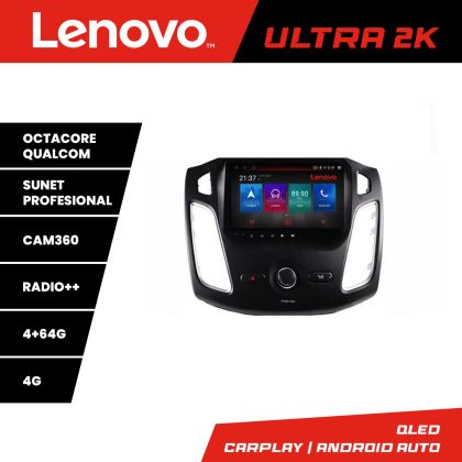 Navigáció Ford Focus 3 Lenovo Kit-150 8 magos QLED Qualcomm 4+64 360 Android Waze USB Internet Navigáció Youtube Rádió