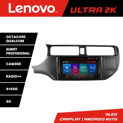 Navigáció Kia Rio 2011-2013 Lenovo Kit-204 8 magos QLED Qualcomm 4+64 360 Android Waze USB Internet Navigáció Youtube Rádió