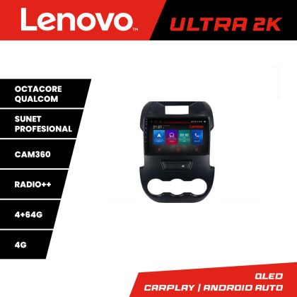 Navigáció Ford Ranger 2011-2015 8 magos QLED Qualcomm 4+64 360 Android Waze USB Internet Navigáció Youtube Rádió Lenovo