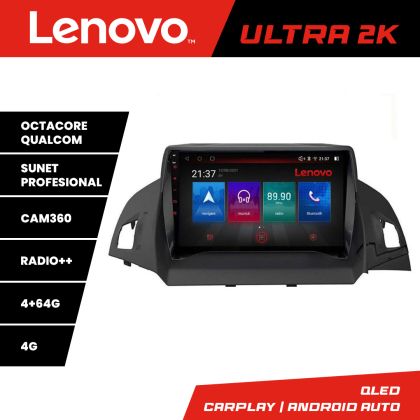 Navigáció Ford Kuga 2013-2017 Lenovo Kit-362 8 magos QLED Qualcomm 4+64 360 Android Waze USB Internet Navigáció Youtube Rádió