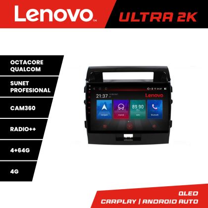 Navigáció Toyota LandCruiser 2008-2015 Lenovo Kit-381 8 magos QLED Qualcomm 4+64 360 Android Waze USB Internet Navigáció Youtube Rádió