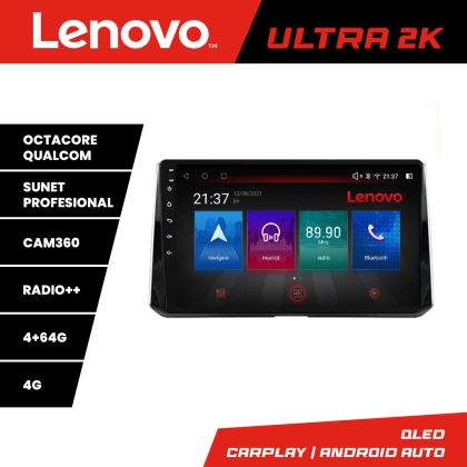 Navigáció Toyota Corolla/Auris 2018- Lenovo Kit-388 8 magos QLED Qualcomm 4+64 360 Android Waze USB Internet Navigáció Youtube Rádió