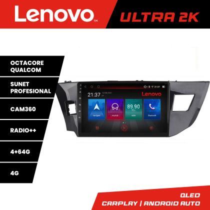 Navigáció Toyota Corolla 2013-2017 Lenovo Kit-470 8 magos QLED Qualcomm 4+64 360 Android Waze USB Internet Navigáció Youtube Rádió