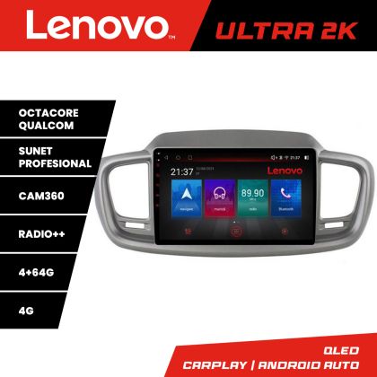 Navigáció Kia Sorento 2015-2018 Lenovo Kit-6528 8 magos QLED Qualcomm 4+64 360 Android Waze USB internet navigáció Youtube rádió