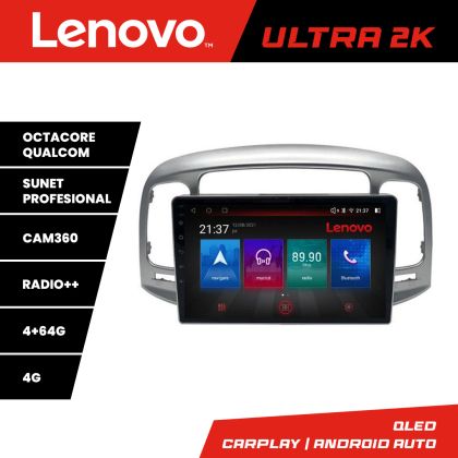 Navigáció Hyundai Accent 2006-2012 Lenovo Kit-ACCENT 8 magos QLED Qualcomm 4+64 360 Android Waze USB Internet Navigáció Youtube Rádió