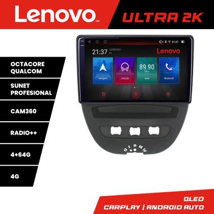 Navigáció Citroen C1 Peugeot 107 Toyota Aygo 2005-2014 Android rádió gps internet 8 magos QLED Qualcomm 4+64 360 Lenovo v1