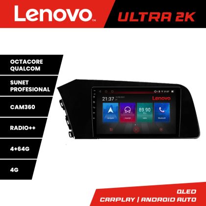 Navigáció Hyundai Elantra 2021 - Lenovo Kit-elantra2021 8 magos QLED Qualcomm 4+64 360 Android Waze USB Internet Navigáció Youtube Rádió