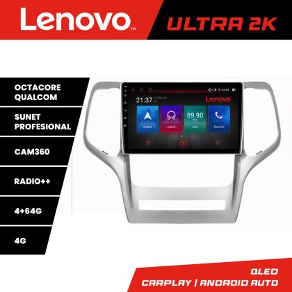 Navigáció Jeep Gran Cherokee 2011-2013 Lenovo Kit-GRCHE 8 magos QLED Qualcomm 4+64 360 Android Waze USB Internet Navigáció Youtube Rádió