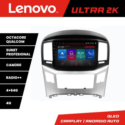 Navigáció Hyundai H1 Starex 2016- Lenovo Kit-H1 8 magos QLED Qualcomm 4+64 360 Android Waze USB Internet Navigáció Youtube Rádió