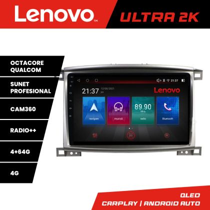 Toyota Land Cruiser L100 2002-2008 navigáció Lenovo Kit-L100 8 magos QLED Qualcomm 4+64 360 Android Waze USB internet navigáció Youtube rádió