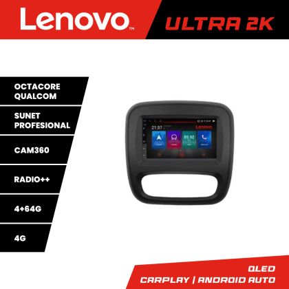 Navigáció Renault Trafic 2014-2017 Lenovo Kit-rt09 8 magos QLED Qualcomm 4+64 360 Android Waze USB Internet Navigáció Youtube Rádió v2