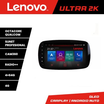 Navigáció Smart For Two 2015 - Lenovo Kit-Smart15 8 magos QLED Qualcomm 4+64 360 Android Waze USB internet navigáció Youtube rádió