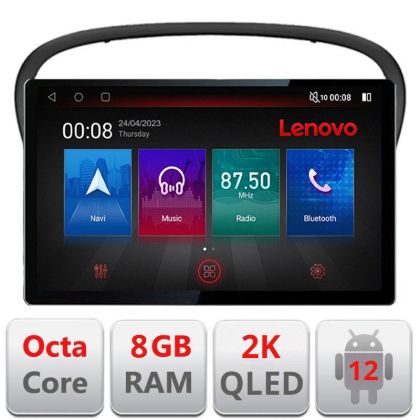 Navigatie Peugeot 607 Ecran 2K QLED 13",Octacore,8Gb RAM,128Gb Hdd,4G,360,DSP,Carplay,Bluetooth