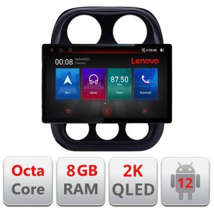 Navigáció Jeep Compass 2010-2016 N-2500 képernyő 13" 2K 8+128 Android Waze USB navigáció 4G 360 Toslink Youtube Ra