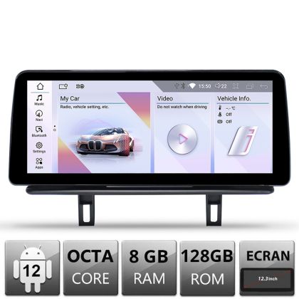 Dedikált navigáció Edotec BMW 1-es széria E87 2003-2008 autókhoz gyári képernyő nélkül Android képernyő 12.3" 8+128 4G BT