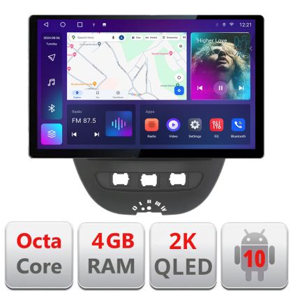Edonav dedikált navigáció Citroen C1 Peugeot 107 Toyota Aygo 2005-2014, 2K QLED 13"-os képernyő, Octacore processzor, 4 GB RAM, 32 GB HDD, 4G, 360°, DSP, Carplay, Bluetooth