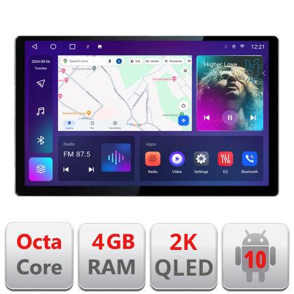 Dedikált navigáció Skoda Octavia 3 N-279 Edonav képernyő 13" 2K 4+32 Android Waze USB navigáció 4G 360 Toslink Youtube Rádió KÉSZLET-