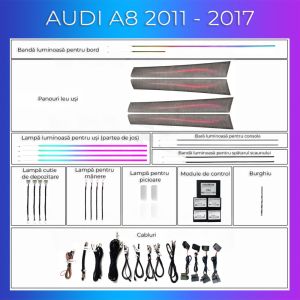 Lumini ambientale Audi  A8 2011-2017 set complet control telefon sau sistem original