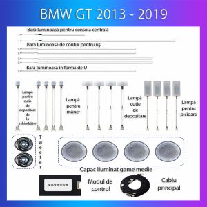 Lumini Ambientale BMW Seria 4 GT 2013-2019 dedicat set complet control telefon sau sistem original