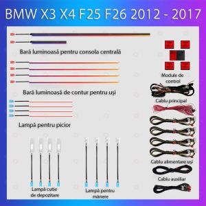 Lumini ambientale  BMW X3 X4 (F25 F26) 2012-2017 dedicat set complet control telefon sau sistem original