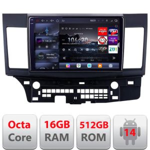 Navigatie Mitsubishi Lancer 2007-2016 Edotec Kit-037 8 core QLED 2K 16+512GB 360 Android Waze USB Navigatie Internet Youtube Radio