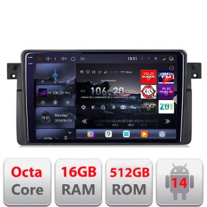 Navigatie BMW Seria 3 E46  1998-2005 Edotec Kit-052 8 core QLED 2K 16+512GB 360 Android Waze USB Navigatie Internet Youtube Radio